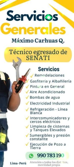 Electricista y gasfitero en Miraflores y lima centro, Lima